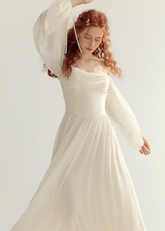 Little white dress one-shoulder dress